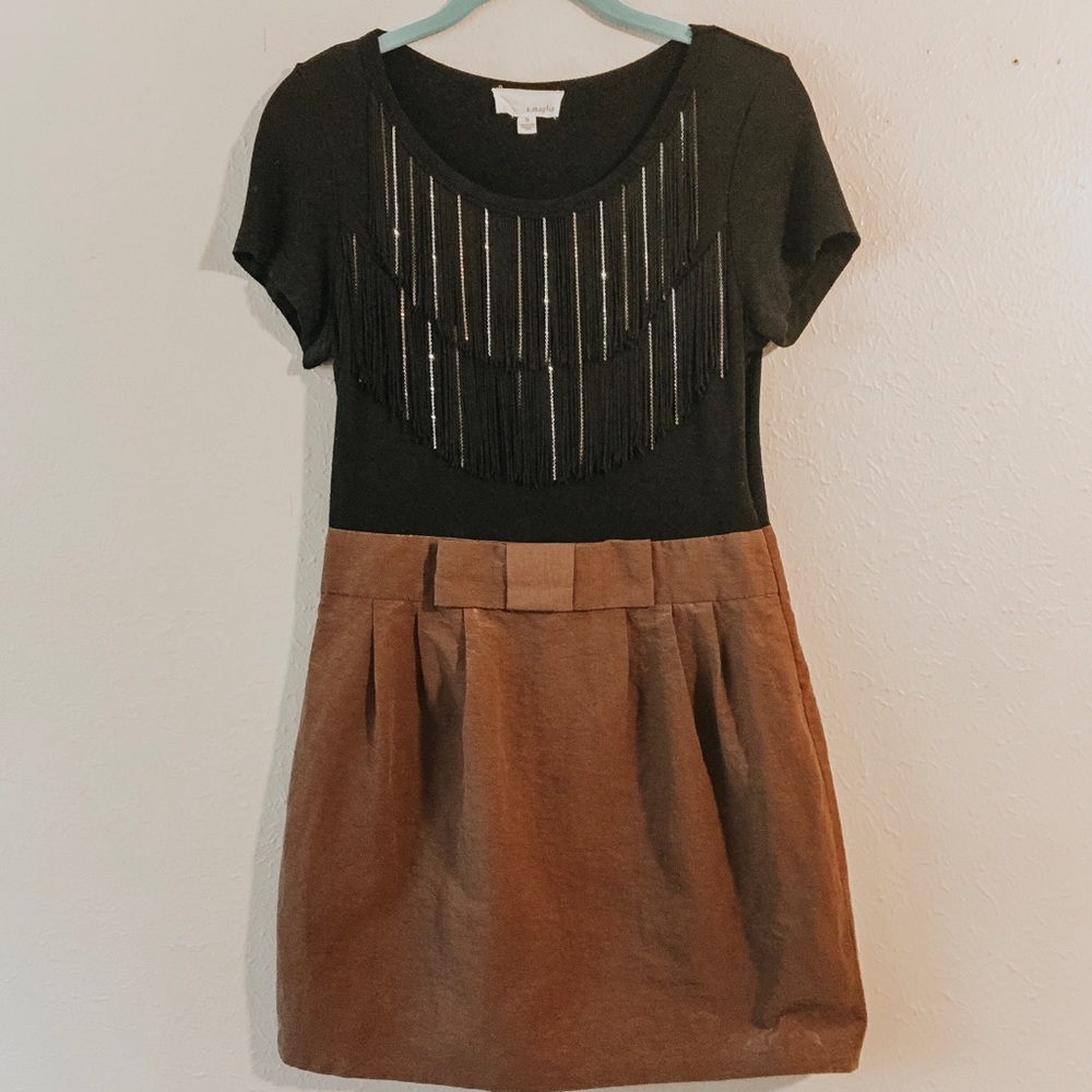 a.maglia Two Tone Fringe Dress